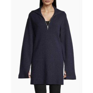 Modern Citizen Size Small  Milly Quarter-Zip Sweater Dress $128 Navy 1/4 Zip
